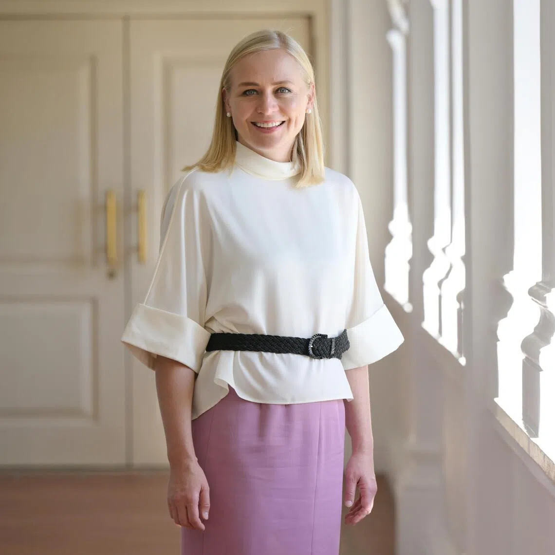 Finland's Foreign Minister Elina Valtonen at the Raffles Hotel on Oct 28, 2025, where she gave a lecture on Finland's approach to resilience.
