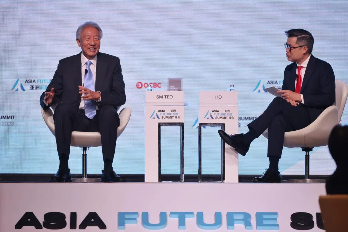 The Straits Times editor Jaime Ho (right) had asked Senior Minister Teo Chee Hean what would Mr Lee Kuan Yew do or say if he were around today.