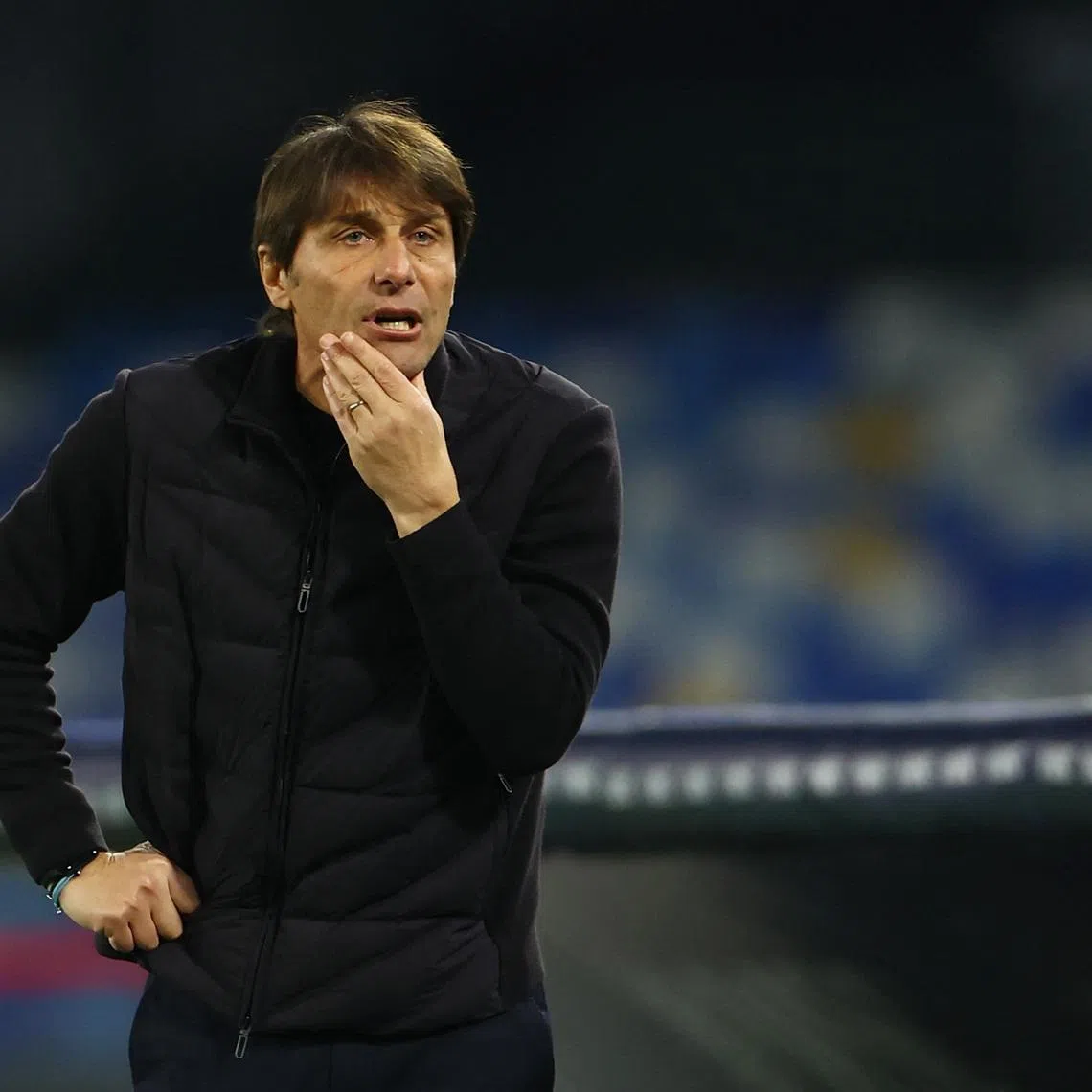Soccer Football - Serie A - Napoli v Fiorentina - Stadio Diego Armando Maradona, Naples, Italy - January 31, 2026 Napoli coach Antonio Conte reacts REUTERS/Ciro De Luca