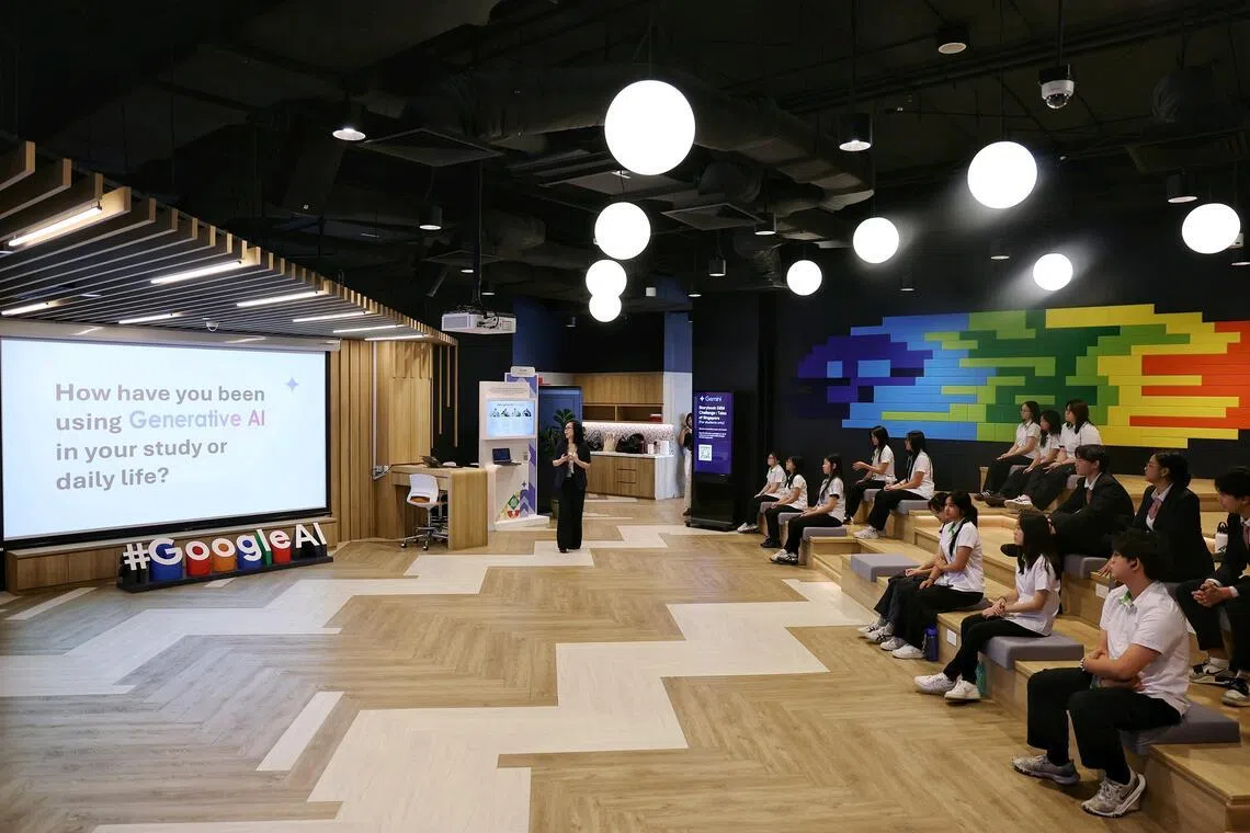 A Generative AI workshop in the 325-sq m AI Living Lab at ITE College East on Feb 4, 2026. 