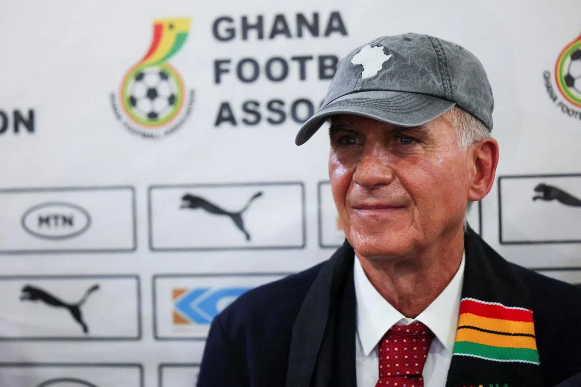 FILE PHOTO: Carlos Queiroz, 73, attends a press conference as he assumes the role of head coach of Ghana’s national soccer team, Black Stars, ahead of the 2026 FIFA World Cup, in Accra, Ghana, April 23, 2026. REUTERS/Francis Kokoroko/File Photo