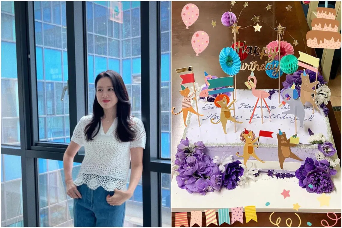 Son Ye-jin posted a photo of her son's birthday cake on social media on Nov 29.