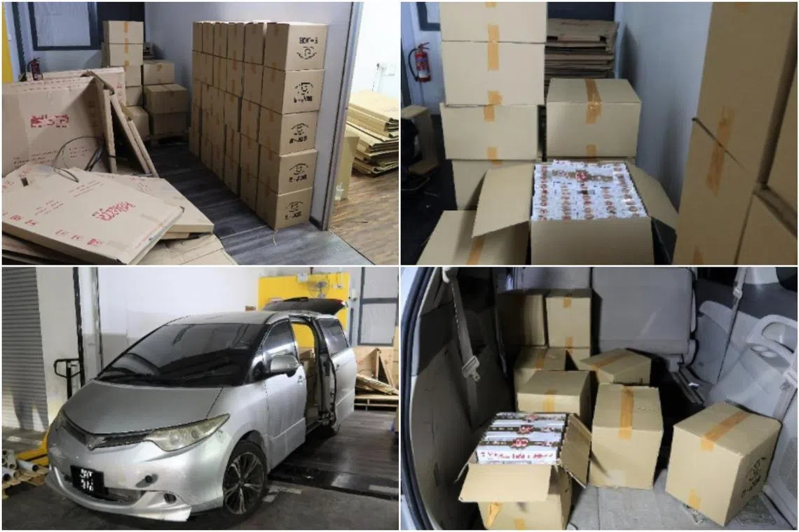 Officers found 2,997 cartons of duty-unpaid cigarettes within the industrial unit and 240 cartons in the rear compartment of the car.