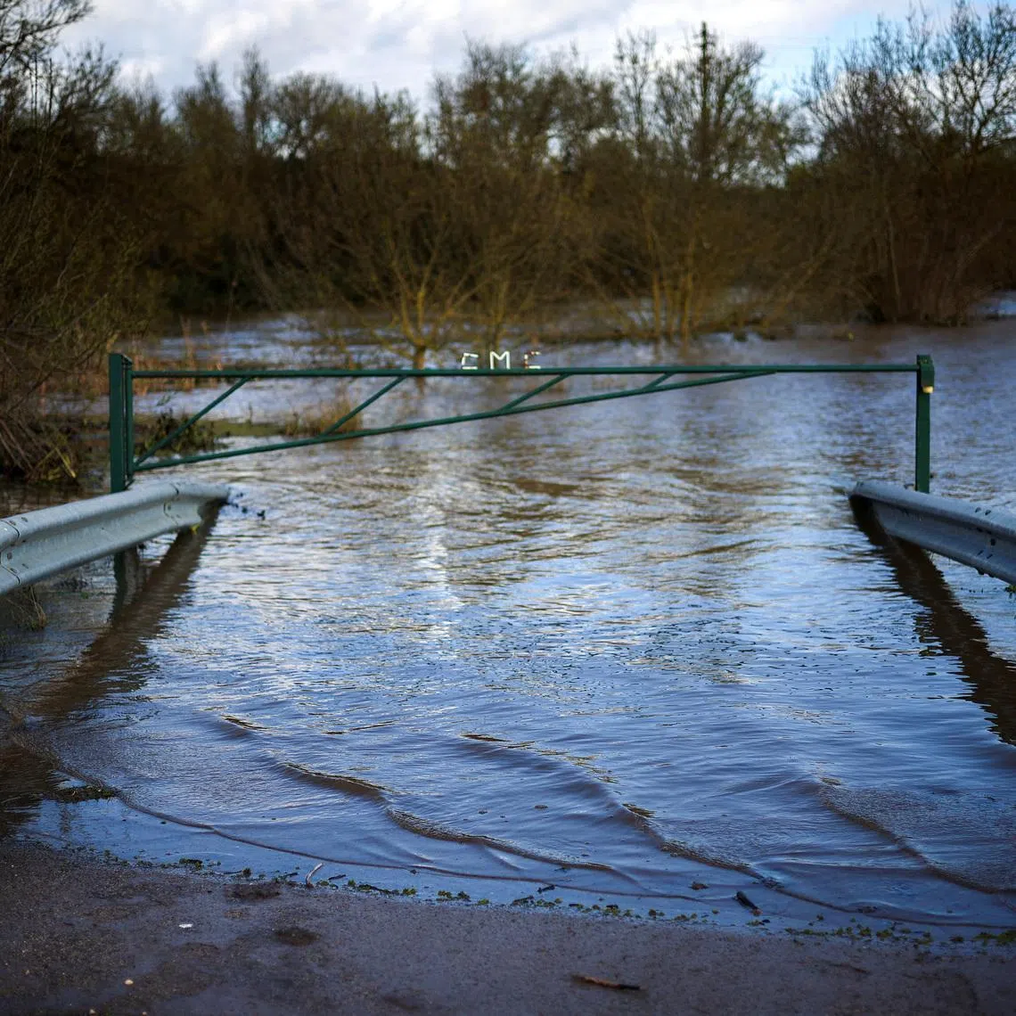 View of a flooded area after the passage of storms Kristin and Leonardo, in the parish of Valada where the vote for the presidential election has been postponed, in Cartaxo, Portugal, February 8, 2026. REUTERS/Pedro Nunes/File Photo