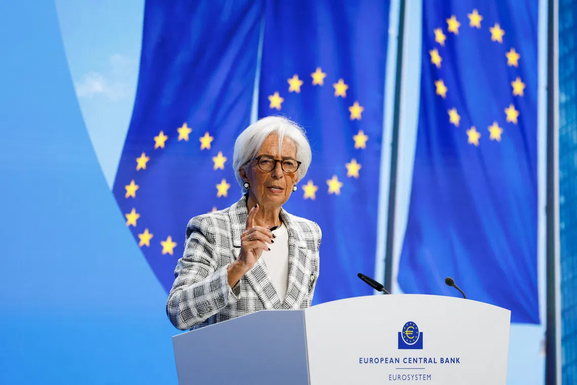 European Central Bank (ECB) President Christine Lagarde attends a press conference following the ECB Governing Council meeting at the bank's headquarters in Frankfurt, Germany, October 29, 2026. The ECB said in a statement that Lagarde had resigned and will step down on February 7, 2027. REUTERS/Heiko Becker