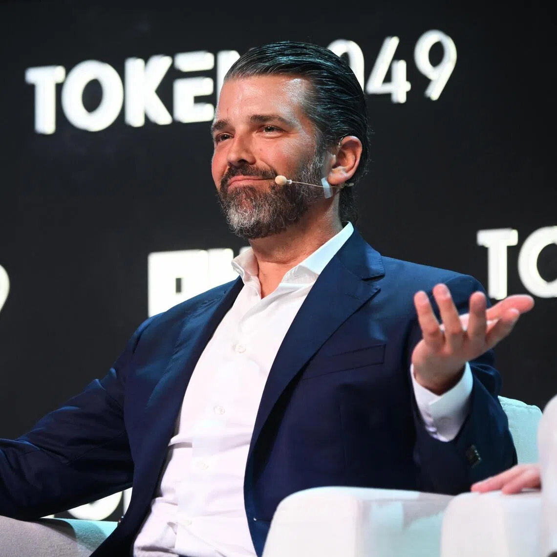 Mr Donald Trump Jr speaking at a panel session at the annual Token2049 crypto event held at Marina Bay Sands on Oct 1.
