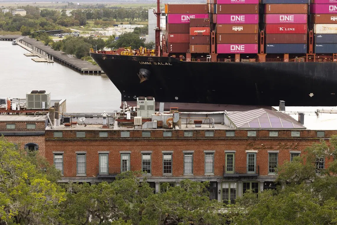 FILE Ñ A cargo ship in Savannah, Ga., in October 2024. President-elect Donald Trump has professed a belief in the power of tariffs for decades Ñ now, as he prepares to take office, they are a central part of his economic plan. (Adam Kuehl/The New York Times)