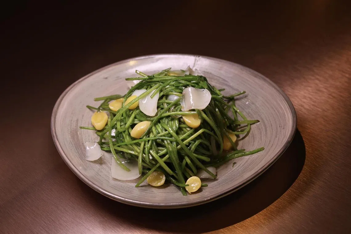 Water Snowflake Vegetable Stir-fried With Lily Bulb And Ginkgo Nuts  at Song Yue Taiwan Cuisine.