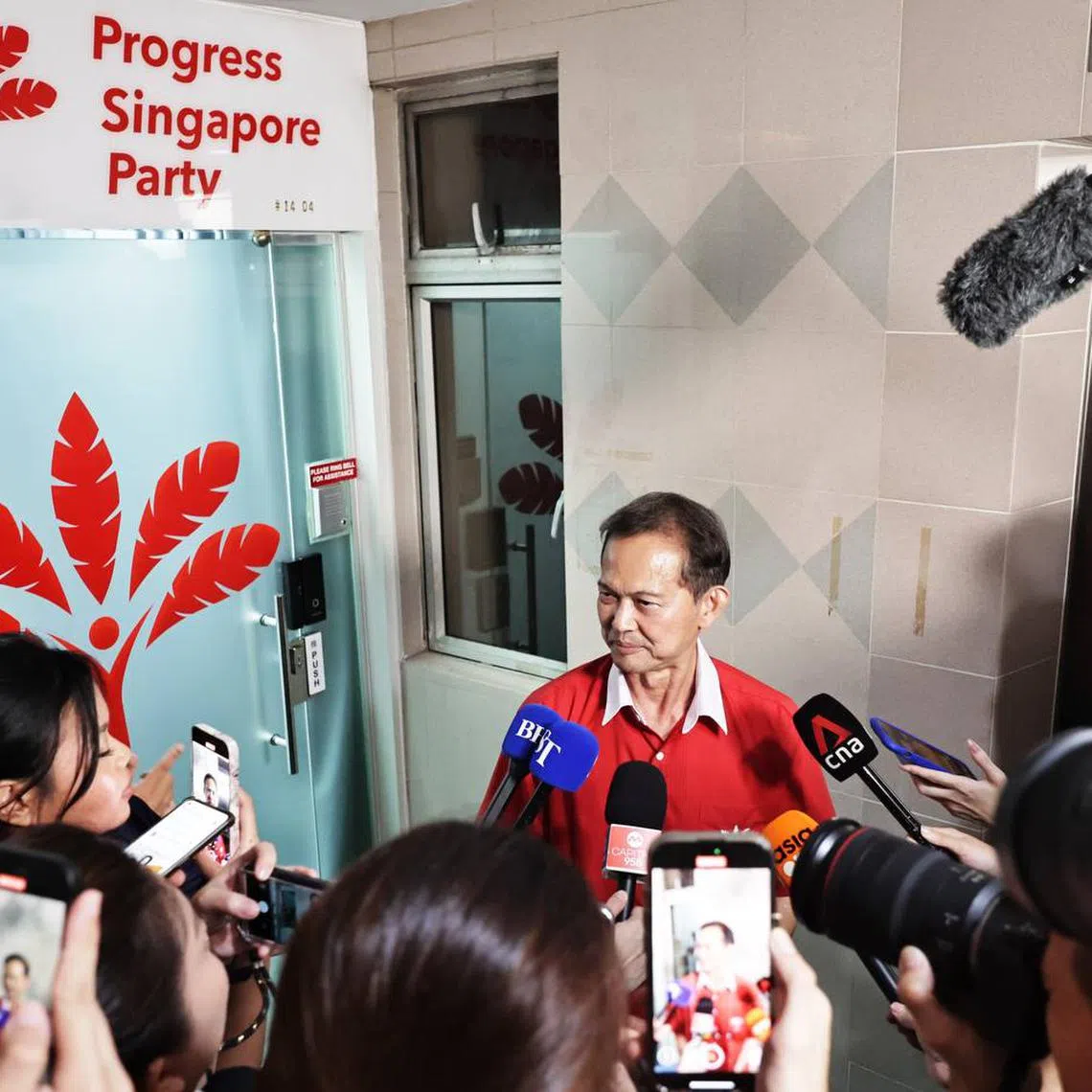 PSP chief Leong Mun Wai speaking to the media outside the party's headquarters on May 3.