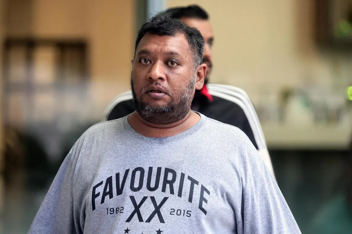 Durendran Vicknesh Venkatraman arriving at the State Courts on April 9, 2024.