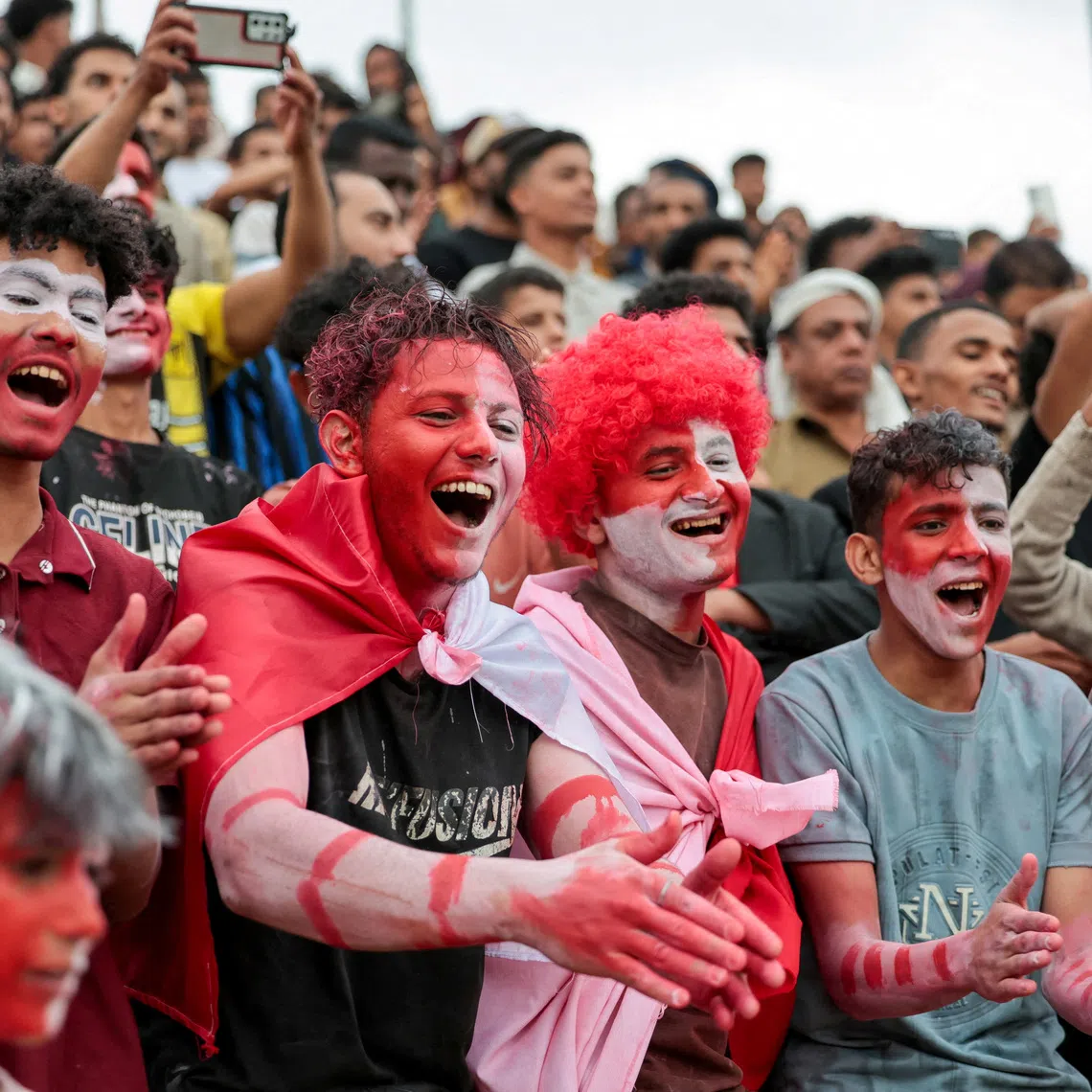 FILE PHOTO: Fans react during a soccer match in Sanaa, Yemen, June 28, 2026. REUTERS/Khaled Abdullah/File Photo