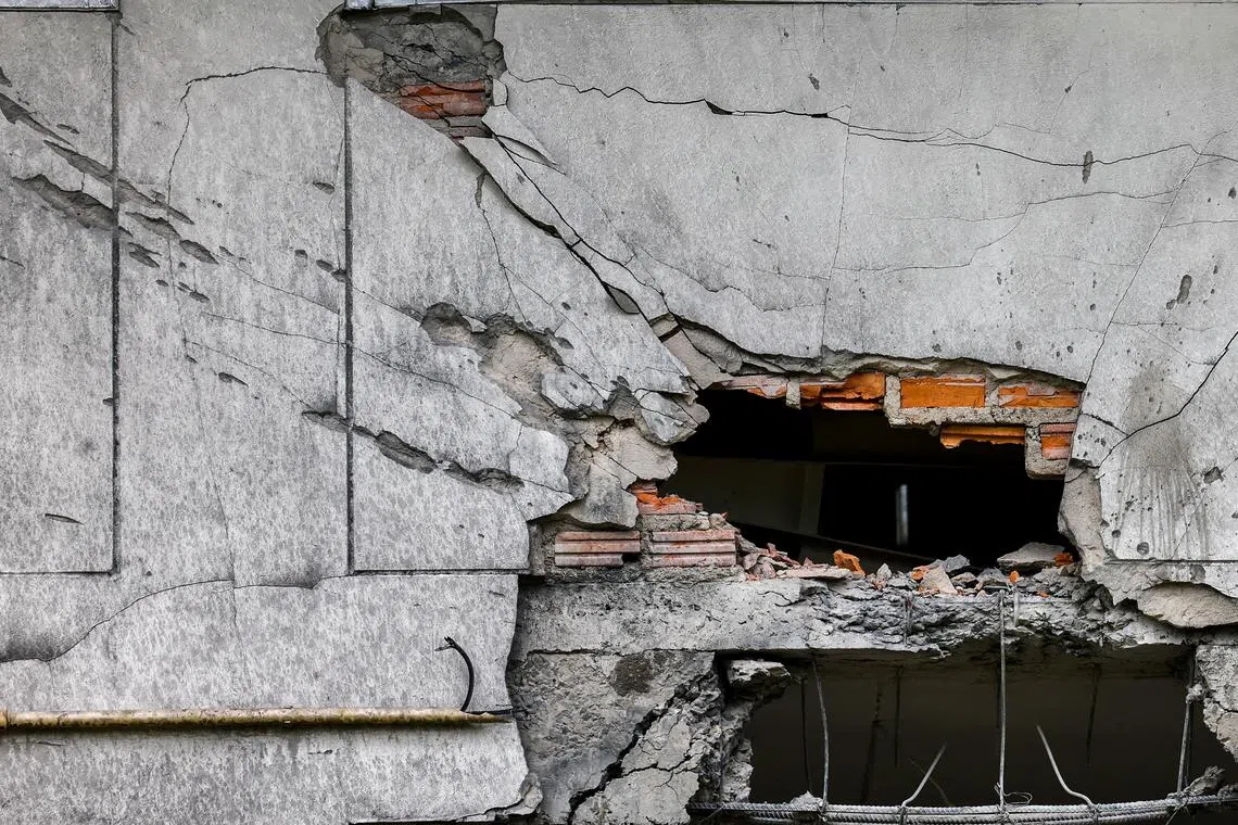 A hole in a wall is pictured at a damaged hospital, caused by Cambodia's shelling in Sisaket province, as Cambodia and Thailand each said the other had launched artillery attacks across contested border areas early on Sunday, hours after U.S. President Donald Trump said the leaders of both countries had agreed to work on a ceasefire, Thailand, July 27, 2025. REUTERS/Athit Perawongmetha