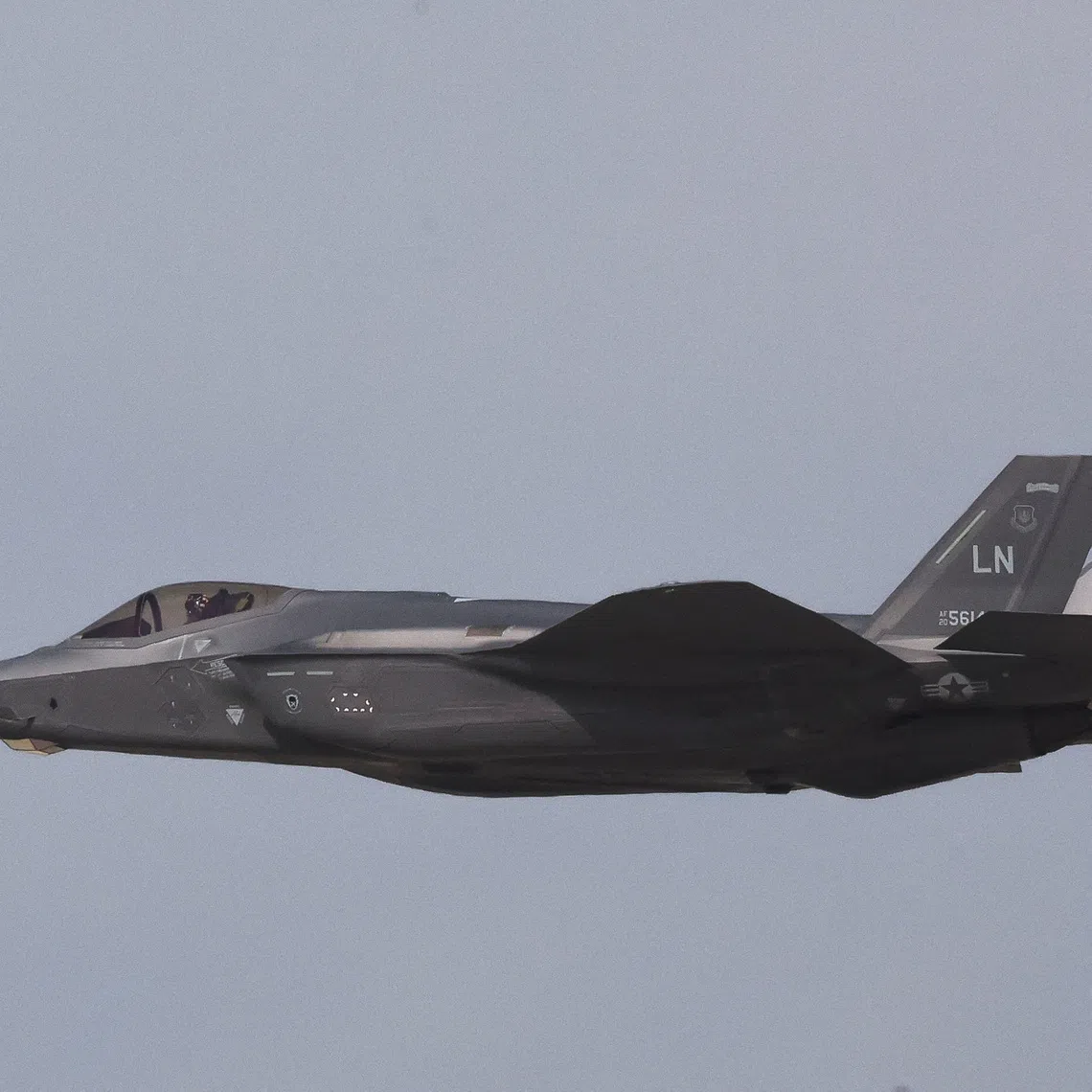 An F-35 jet performs performs at the Dubai Airshow in Dubai, United Arab Emirates, November 17, 2025. REUTERS/Amr Alfiky