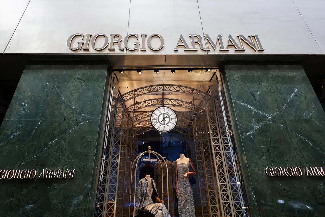 FILE PHOTO: A Giorgio Armani store in Milan, Italy, September 24, 2025. REUTERS/Yara Nardi/File Photo