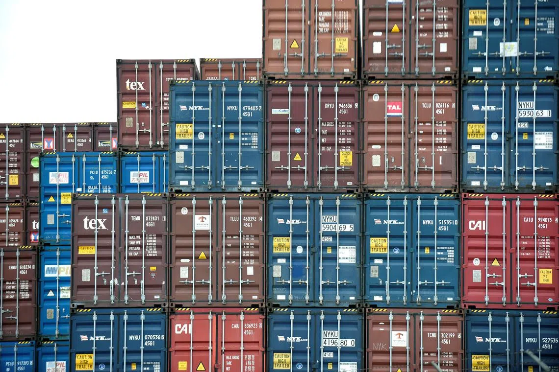 Containers are seen at the port in San Pedro, California, U.S., March 22, 2018.  REUTERS/Bob Riha, Jr./File Photo