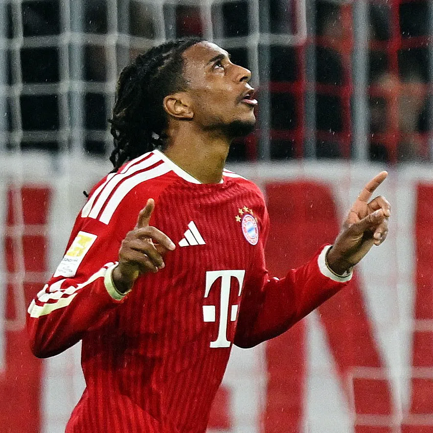 Bayern Munich’s Michael Olise is suspended after picking up two yellow cards inside a minute in Bayern’s 3-3 draw with Viking last week.