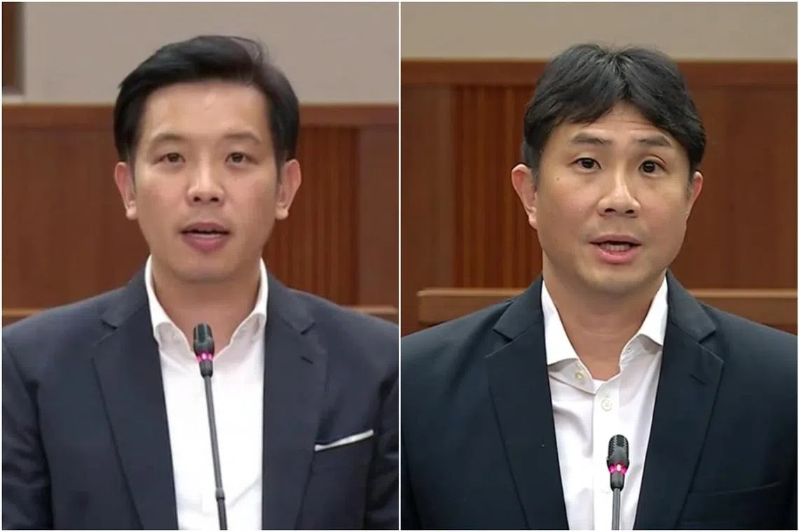 Minister of State for National Development Alvin Tan (left) called out Associate Professor Jamus Lim for omitting facts in his anecdote which created the impression that “the AVS had not been thorough in its investigations”. 