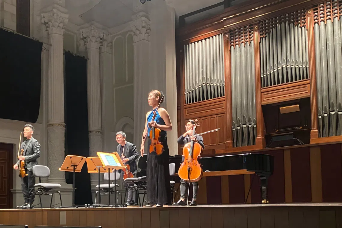 Pianist Albert Tiu made use of the myriad string techniques in tango music to great effect in his original arrangements for T'ang Quartet's concert. 