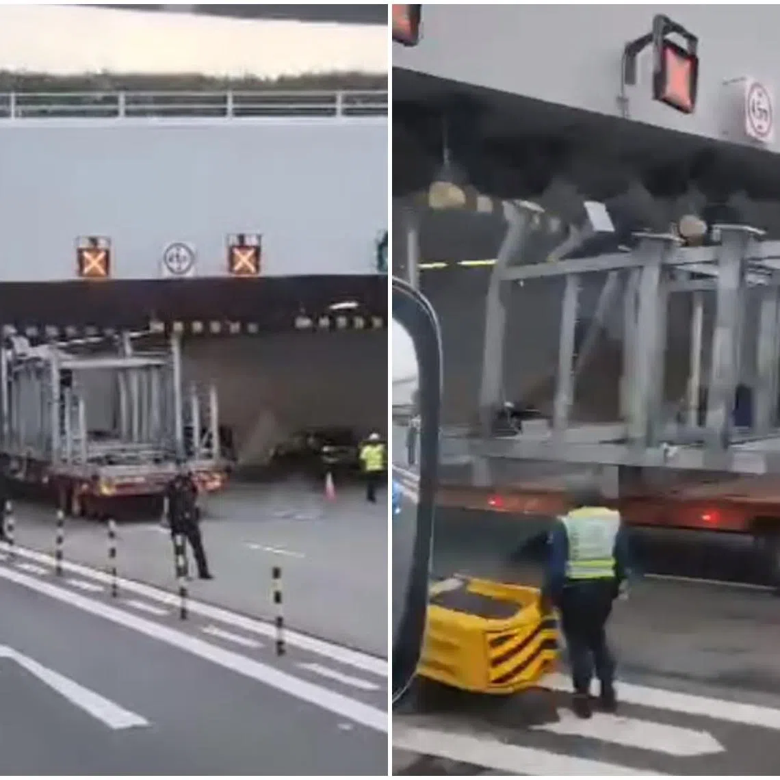 A 43-year-old male driver was arrested after a trailer appeared to have hit the height barrier with its contents in Marina Coastal Expressway (MCE).
