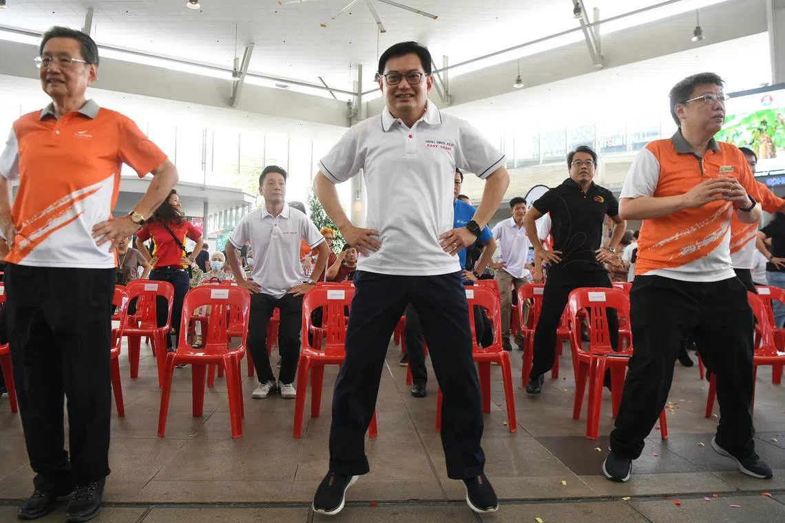 Deputy Prime Minister Heng Swee Keat (centre) launched the Health Up! programme at Bedok Town Square on Saturday morning.
