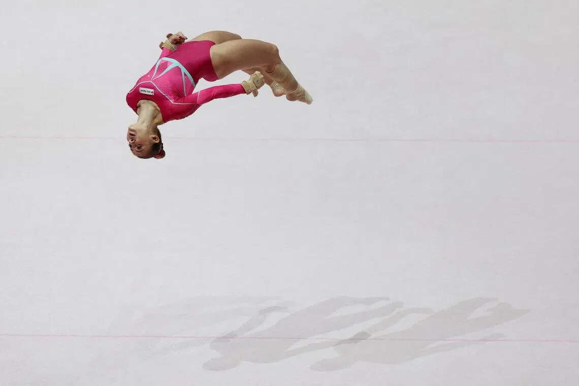 Artistic Gymnastics - 2025 World Artistic Gymnastics Championships - Apparatus Finals - Indonesia Arena, Jakarta, Indonesia - October 25, 2025
Romania's Sabrina Maneca-Voinea in action during the floor exercise REUTERS/Issei Kato     TPX IMAGES OF THE DAY     
