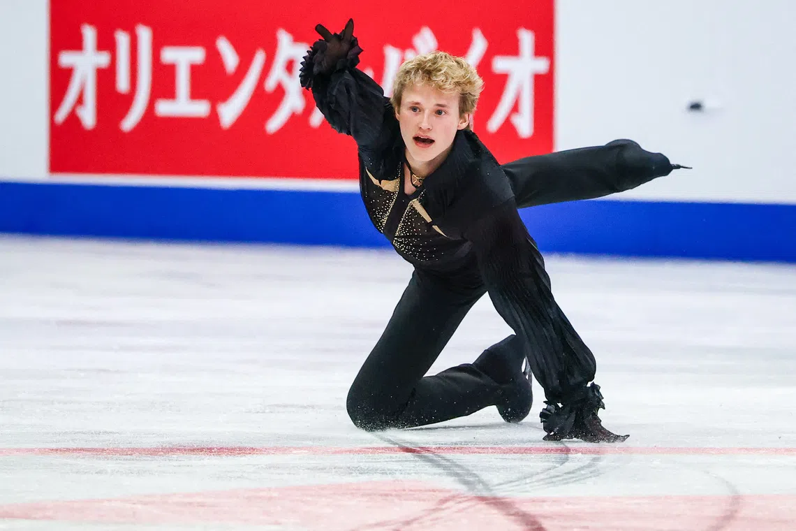 Nov 1, 2025; Saskatoon, SK, Canada; Ilia Malinin (USA) competes during men free skating during the 2025 Skate Canada International at SaskTel Centre. Mandatory Credit: Sergei Belski-Imagn Images