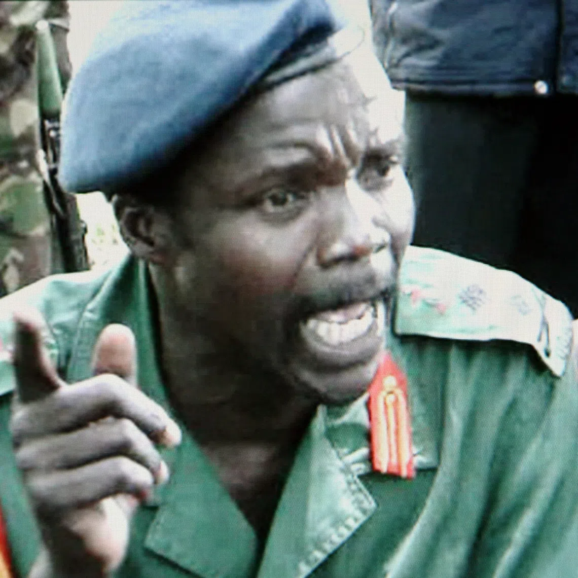 One of the world's most wanted rebel chiefs, Joseph Kony of the Lord's Resistance Army, is seen in this image taken from Reuters TV in Nairobi May 24, 2006 REUTERS/Reuters TV
