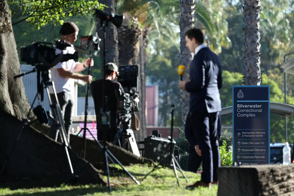 The media waiting outside Silverwater Correctional Complex after former Australian Defence Force soldier Ben Roberts-Smith was charged, on April 8.