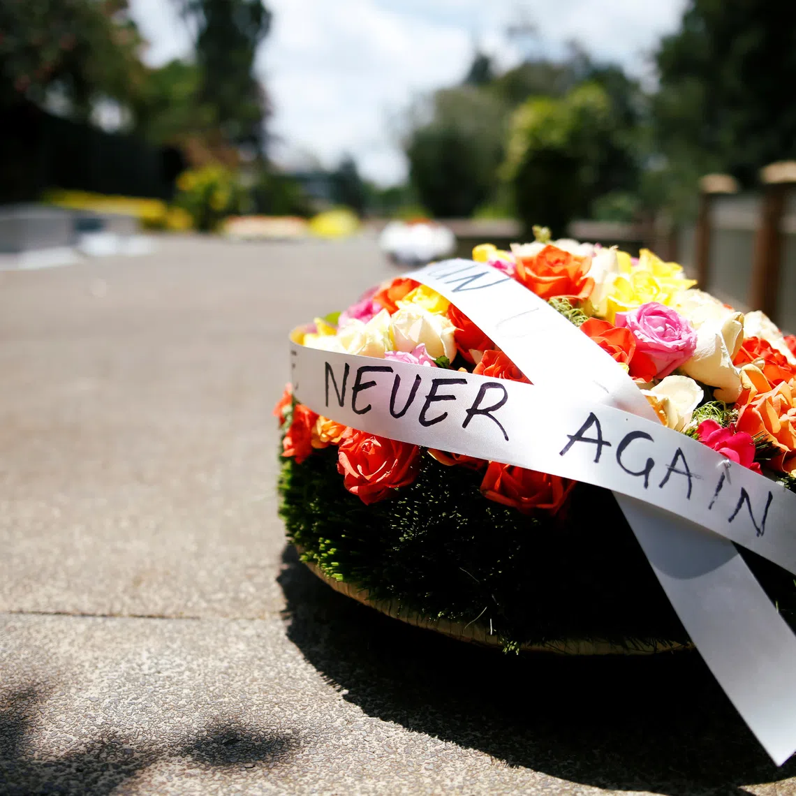 A wreath is seen at the Genocide Memorial in Gisozi in Kigali, Rwanda April 6, 2019.REUTERS/Baz Ratner