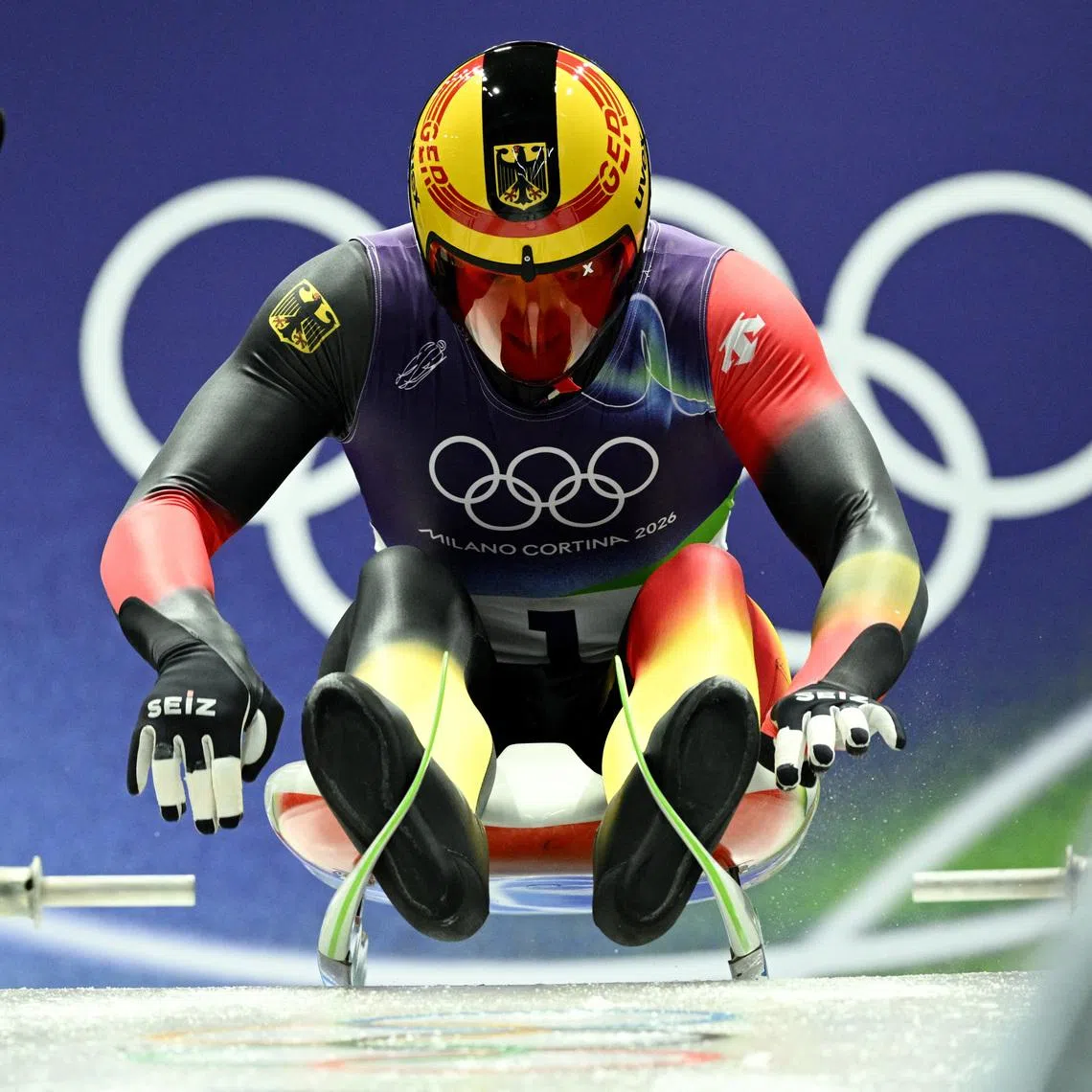 Milano Cortina 2026 Olympics - Luge - Men's Singles Run 1 - Cortina Sliding Centre, Cortina d'Ampezzo, Italy - February 07, 2026. Max Langenhan of Germany in action REUTERS/Annegret Hilse