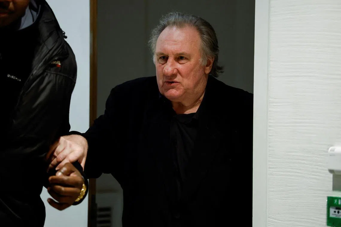 French actor Gerard Depardieu looks on at the courthouse, as his trial over accusation of sexual assault of two women, which prosecutors say took place during the filming in 2021 of \"Les Volets Verts\", continues in Paris, France, March 26, 2025. REUTERS/Stephanie Lecocq
