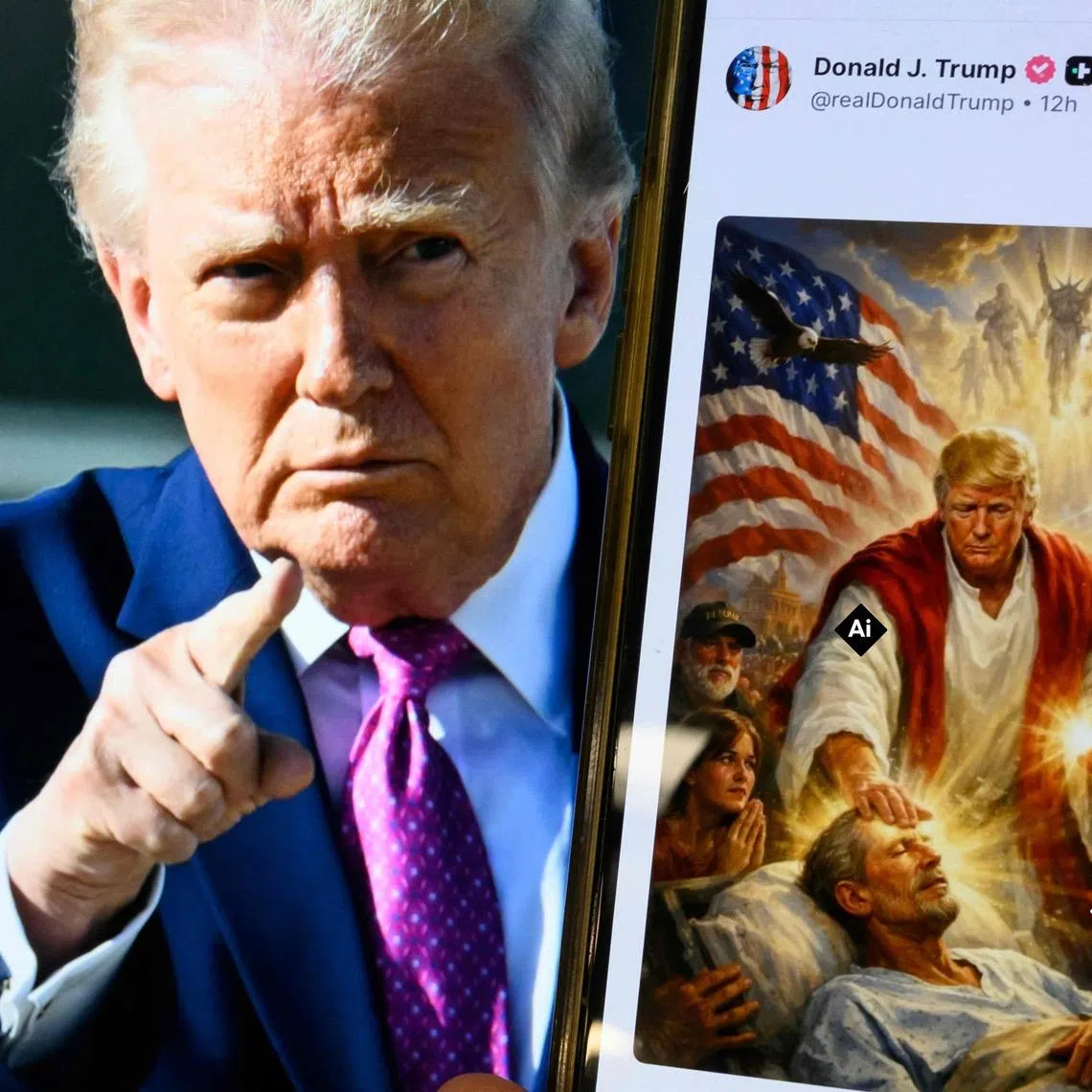 US President Donald Trump recently posted an AI-generated image seemingly depicting himself as a figure like Jesus Christ, which was later deleted. 