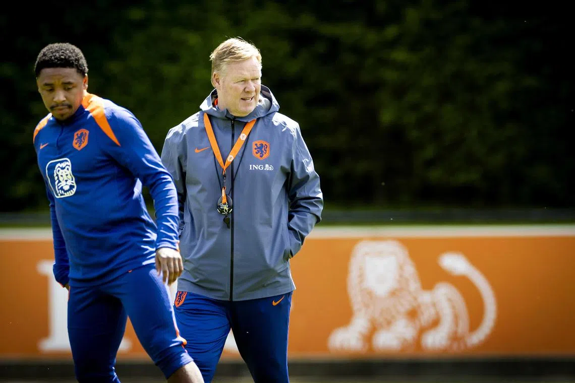 Netherlands coach Ronald Koeman during a training session ahead of their Euro 2024 opener against Poland.