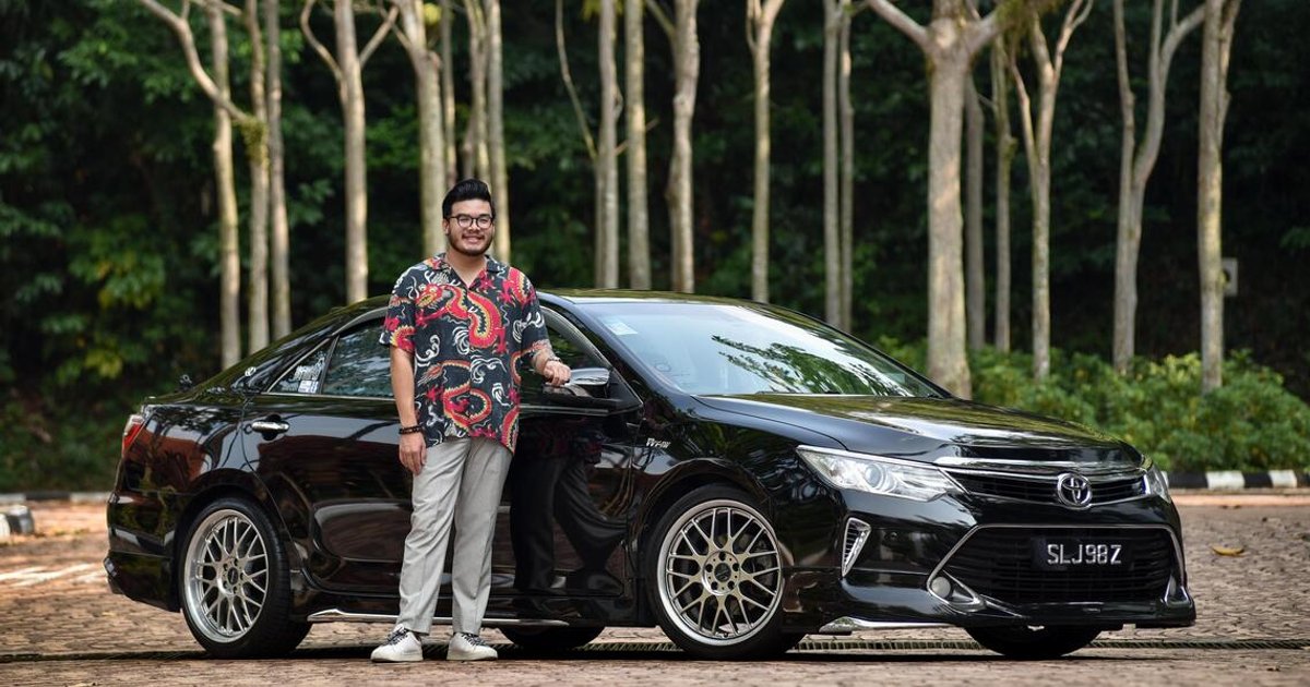 Petrolhead and his Toyota Camry with a mini chandelier