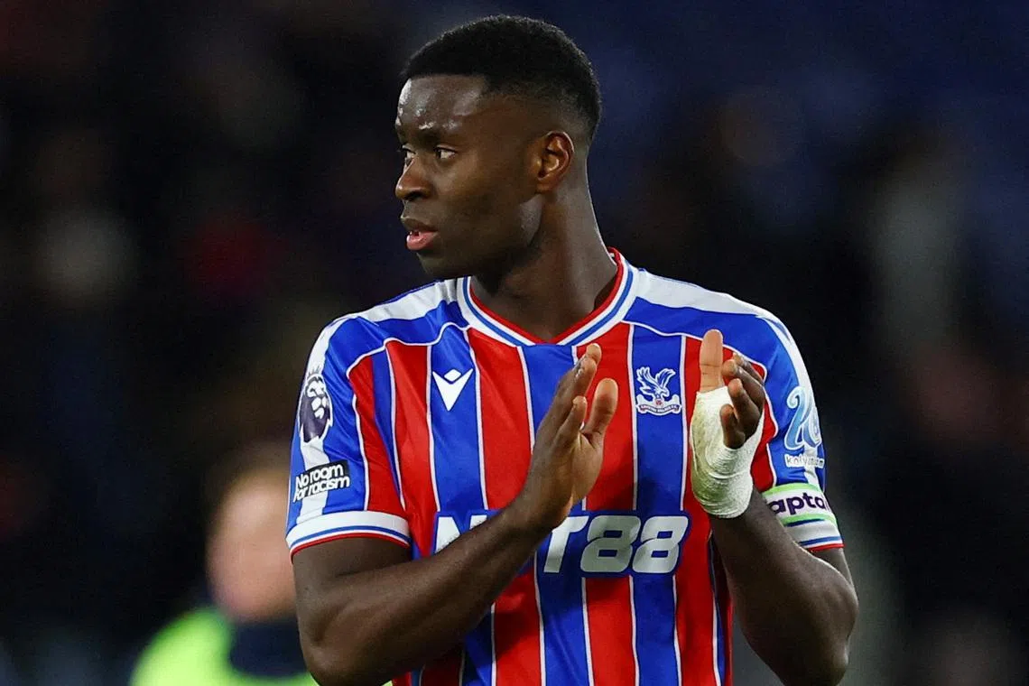 FILE PHOTO: Soccer Football - Premier League - Crystal Palace v Fulham - Selhurst Park, London, Britain - January 1, 2026 Crystal Palace's Marc Guehi applauds fans after the match Action Images via Reuters/Matthew Childs /File Photo