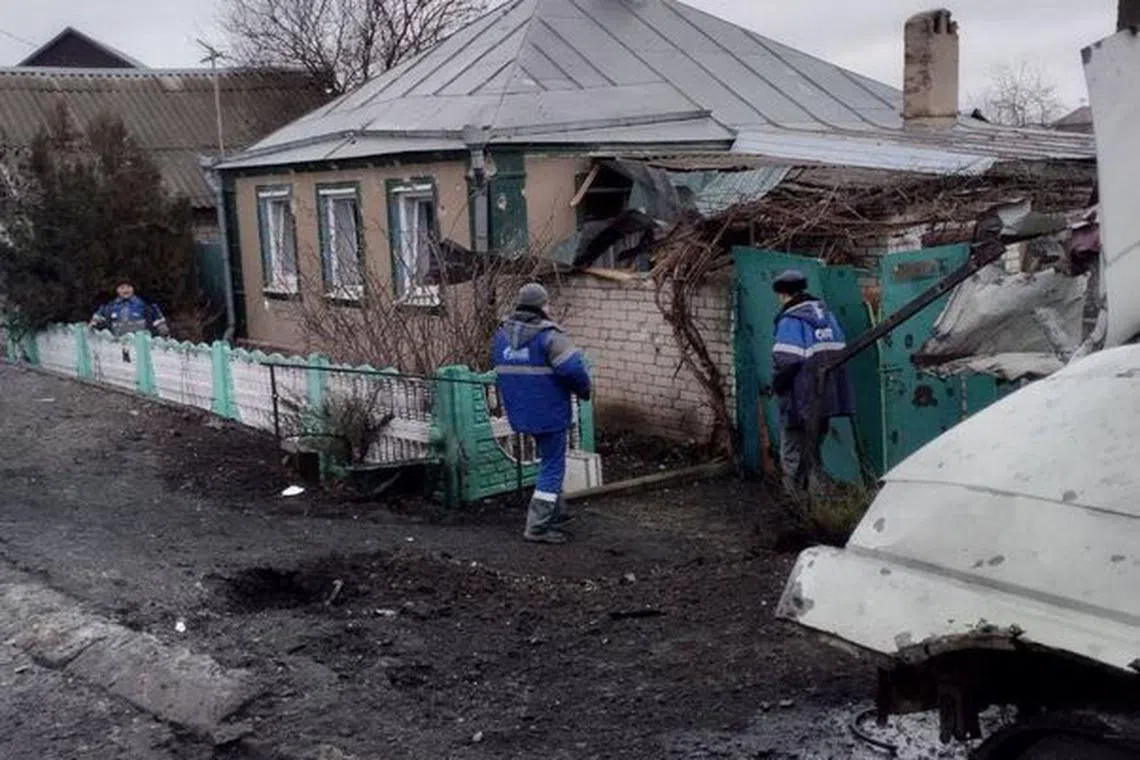 A view shows a damaged house following what local authorities say was a Ukrainian military strike in the Belgorod region, Russia, in this picture released January 2, 2024. Telegram channel of Governor of Belgorod Region Vyacheslav Gladkov/Handout via REUTERS