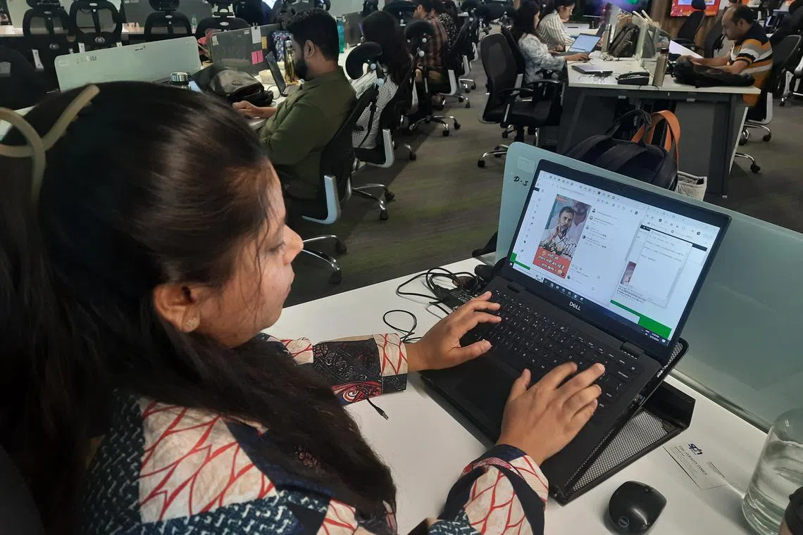 Ms Pallavi Mishra, deputy editor and a fact-checker with Vishvas News, at her office in Noida on May 27, 2024. 