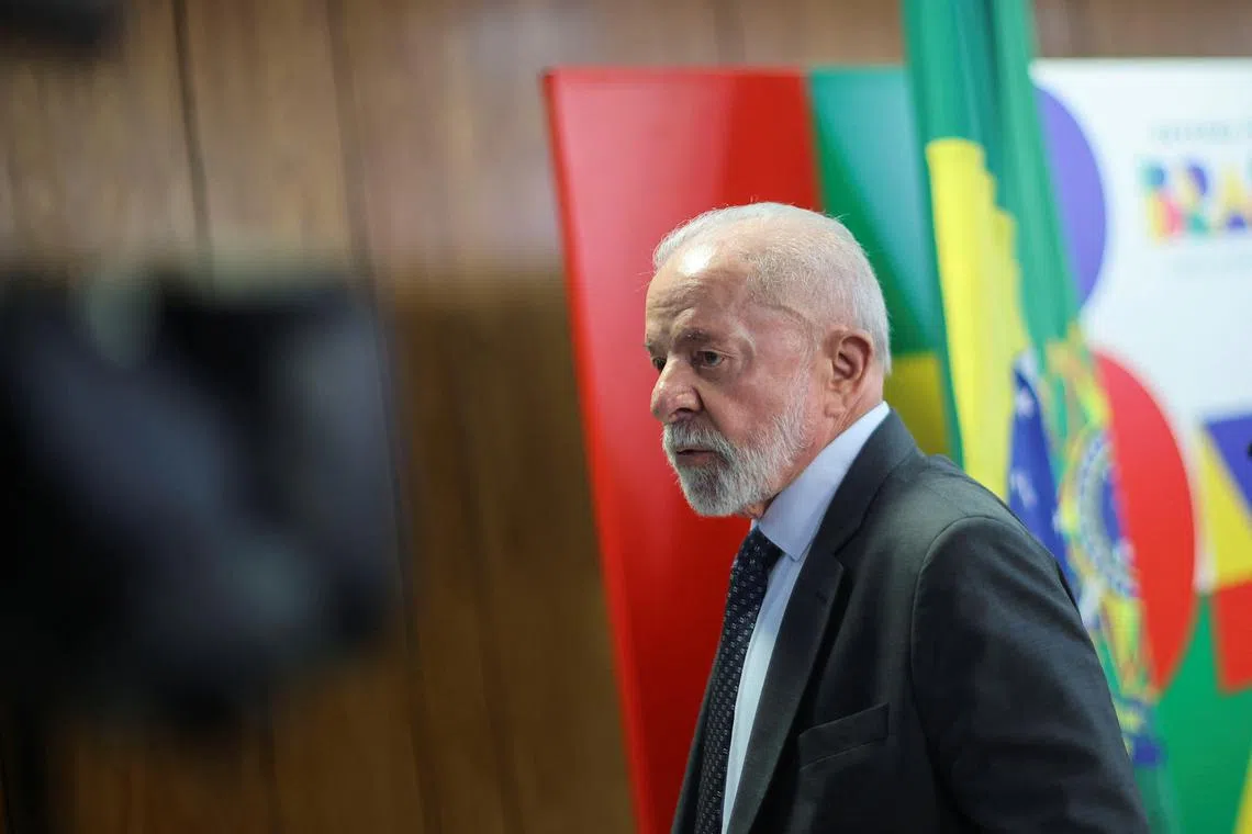 Brazil's President Luiz Inacio Lula da Silva stands on the day he attends a press conference at the Planalto Palace in Brasilia, Brazil June 3, 2025. REUTERS/Adriano Machado/File Photo
