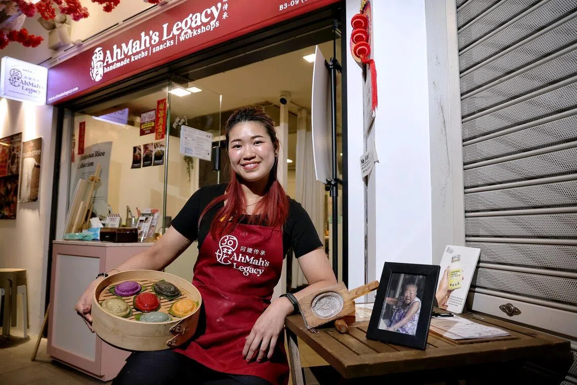 Ms Shiny Phua, owner of Ah Ma’s Legacy, makes tortoise-shaped kueh using her grandmother’s recipe.