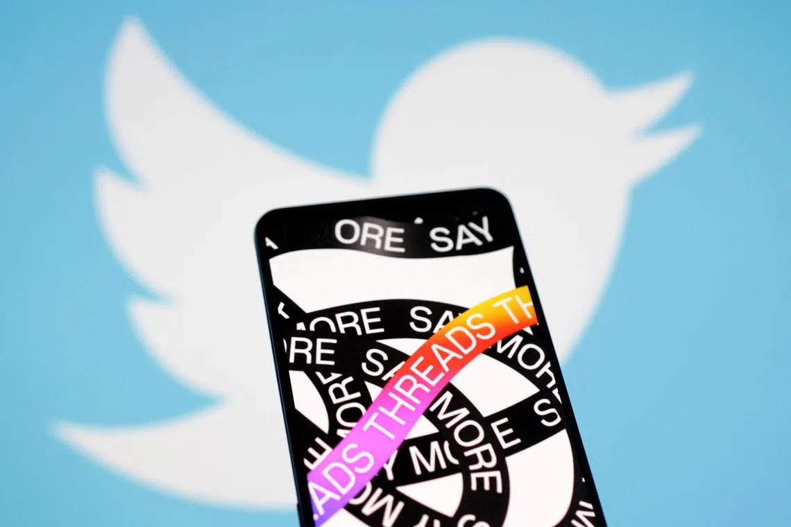 Meta Threads and Twitter app logos are seen in this illustration taken, July 7, 2023. REUTERS/Dado Ruvic/Illustration