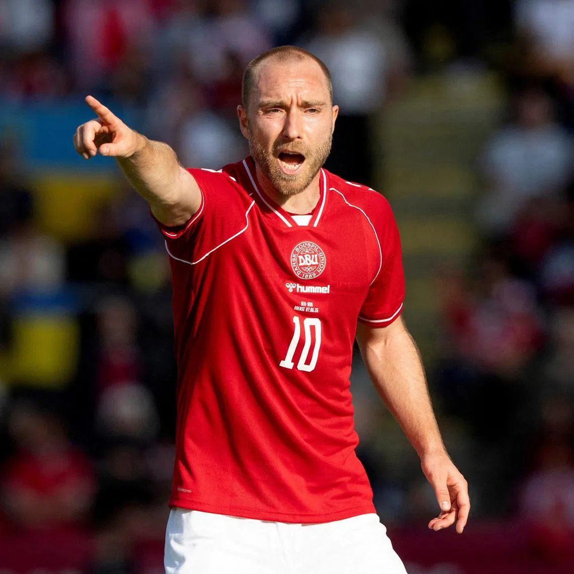 FILE PHOTO: Soccer Football - International Friendly - Denmark v Ukraine - Odense, Denmark - June 7, 2026 Denmark's Christian Eriksen during the match before he later collapsed on the pitch Bo Amstrup/Ritzau Scanpix via REUTERS/File Photo