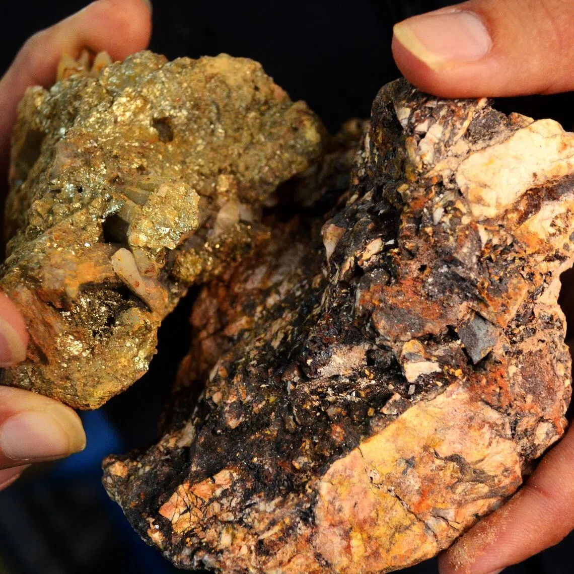 Some of the ore rocks present on the CNMC gold mine in Kelantan