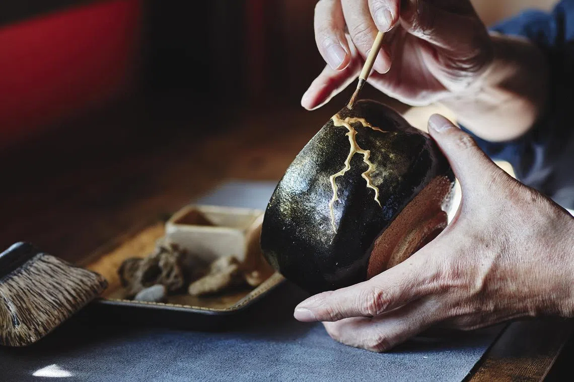 Kintsugi experience at Heiando in Kyoto, which is run by master Hiroki Kiyokawa, 66.