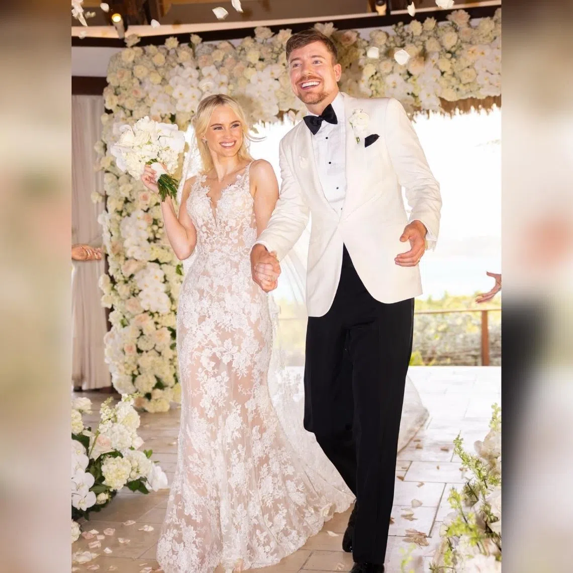 Jimmy Donaldson, better known as MrBeast, and Thea Booysen, both 28, married on a private island in the British Virgin Islands.