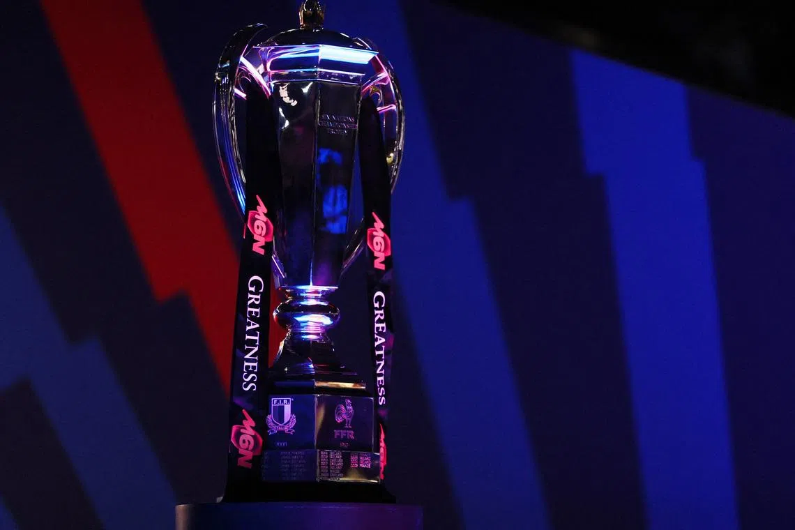 Rugby Union - Six Nations Championship - France v Italy - Stade Pierre-Mauroy, Villeneuve-d'Ascq, France - February 22, 2026 General view of the Six Nations Championship trophy before the match REUTERS/Manon Cruz