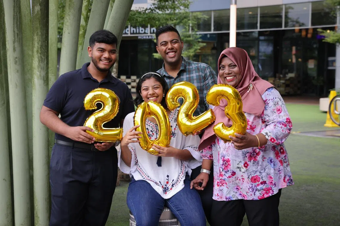 Madam Yasotha Veerappa, 51, introduced the annual tradition of making New Year resolutions when her children were around seven years old.
They are (from left) Radhii Ismail, 18, Radhiyyah Ismail, 16 and Ridhaa Ismail, 23.
