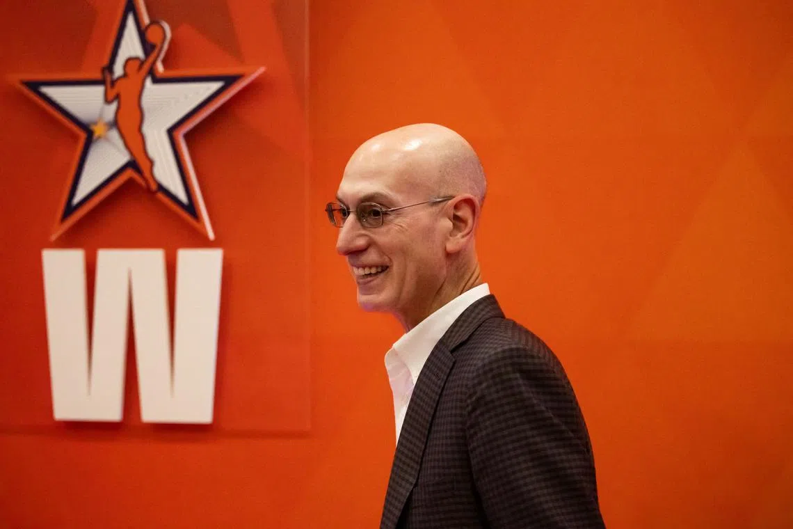 FILE PHOTO: Jul 20, 2024; Phoenix, AZ, USA; NBA commissioner Adam Silver arrives prior to the WNBA All Star Game at Footprint Center. Mandatory Credit: Mark J. Rebilas-USA TODAY Sports/File Photo