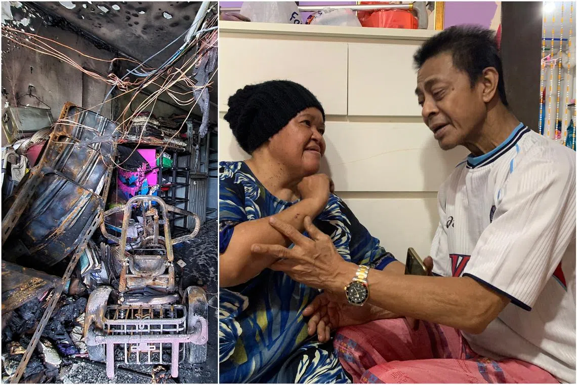 Mr Abd Hamzah Midi and his wife Mdm Siti Aminah Khamis escaped the flat together.