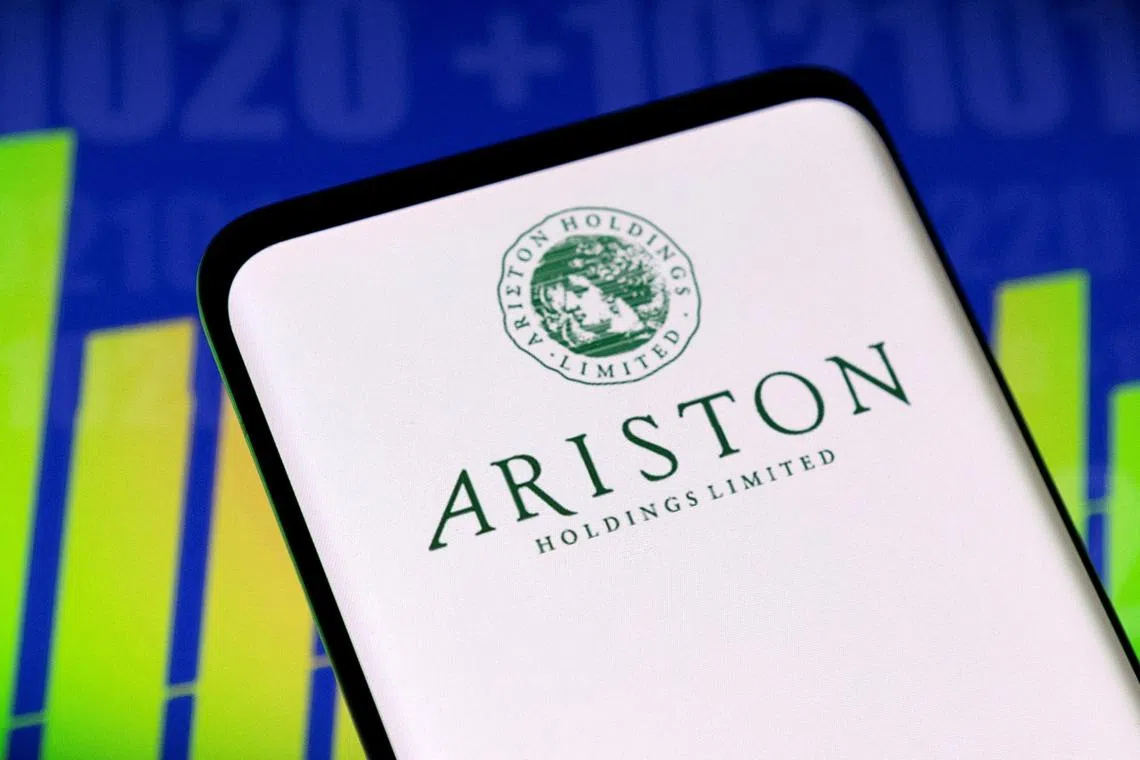 FILE PHOTO: Ariston logo and stock graph are seen displayed in this illustration taken, May 3, 2022. REUTERS/Dado Ruvic/Illustration/File Photo