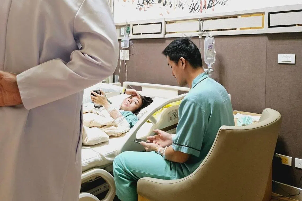 Ms Eva Khoo's brother and sister-in-law, who is two months pregnant, are being treated in Bangkok.